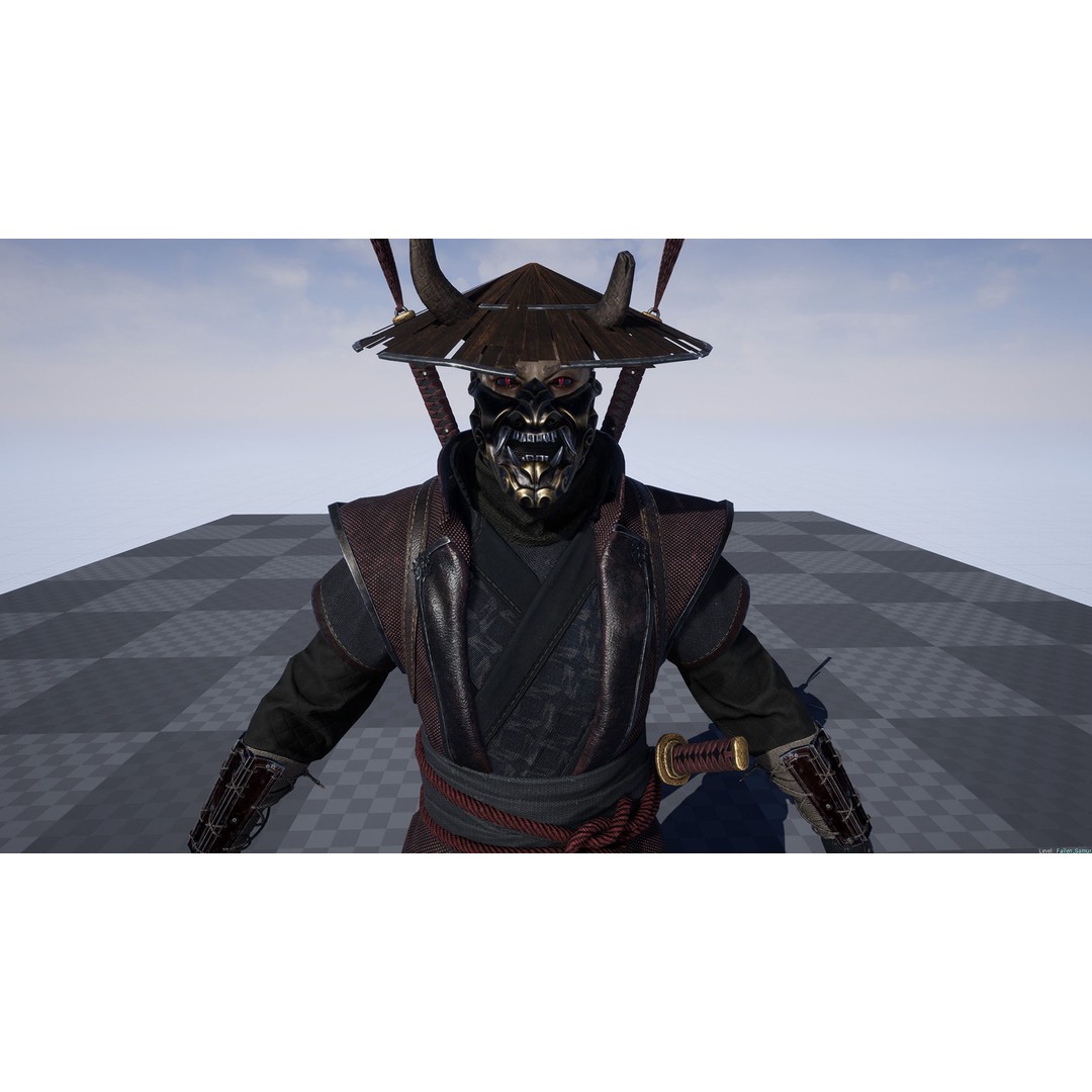 Fallen Samurai 3D Model – Low Poly Rigged Character for Games, FBX - View 13