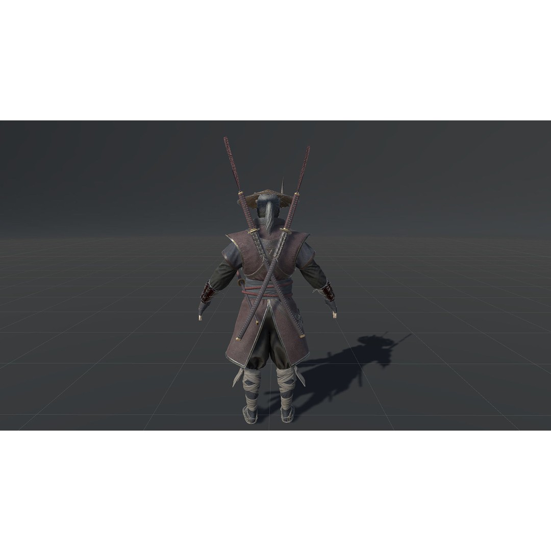 Fallen Samurai 3D Model – Low Poly Rigged Character for Games, FBX - View 18