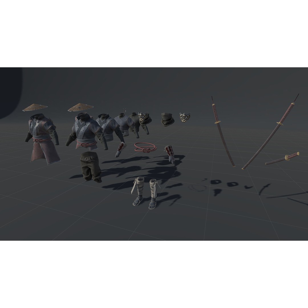 Fallen Samurai 3D Model – Low Poly Rigged Character for Games, FBX - View 21