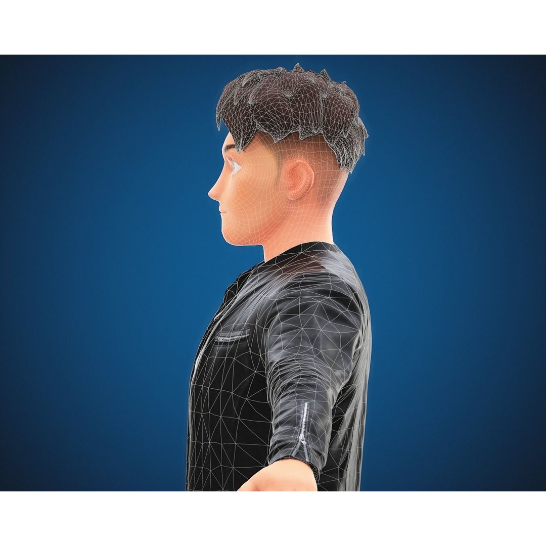 Stylized Cartoon Man 3D Model – Rigged Low-Poly Character for Animation