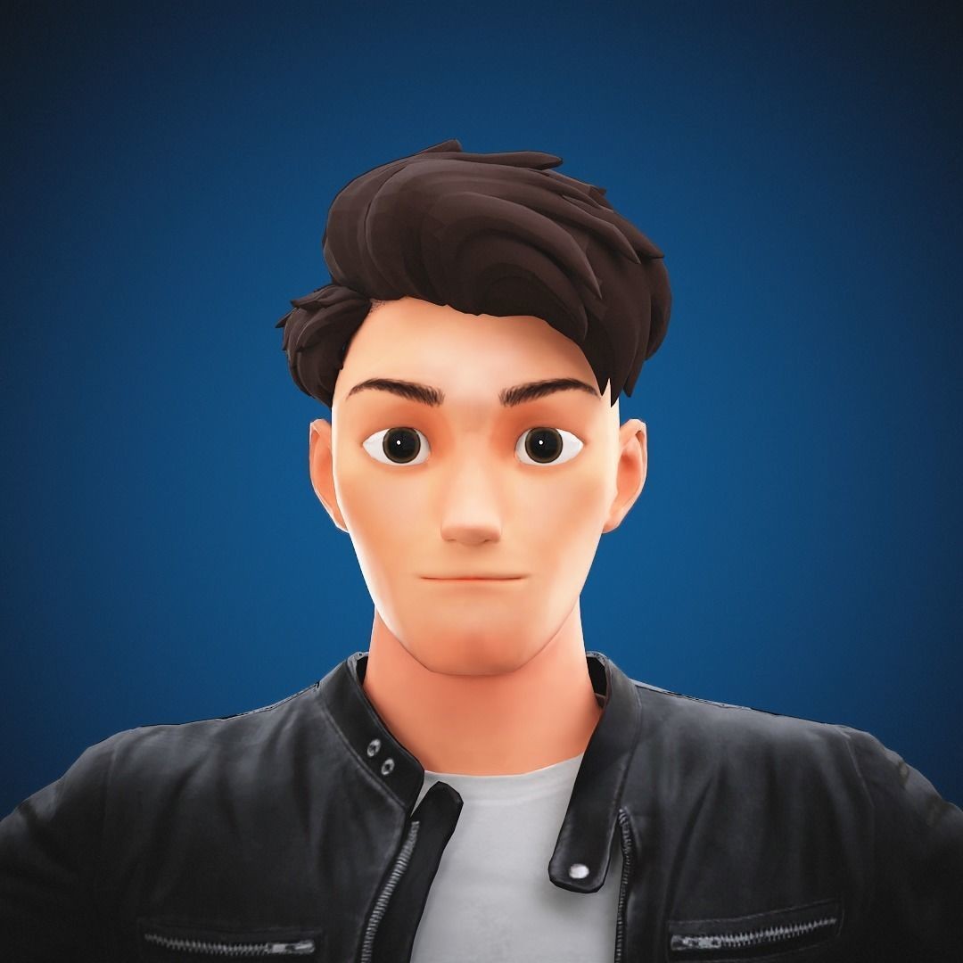 Stylized Cartoon Man 3D Model – Rigged Low-Poly Character for Animation - View 11
