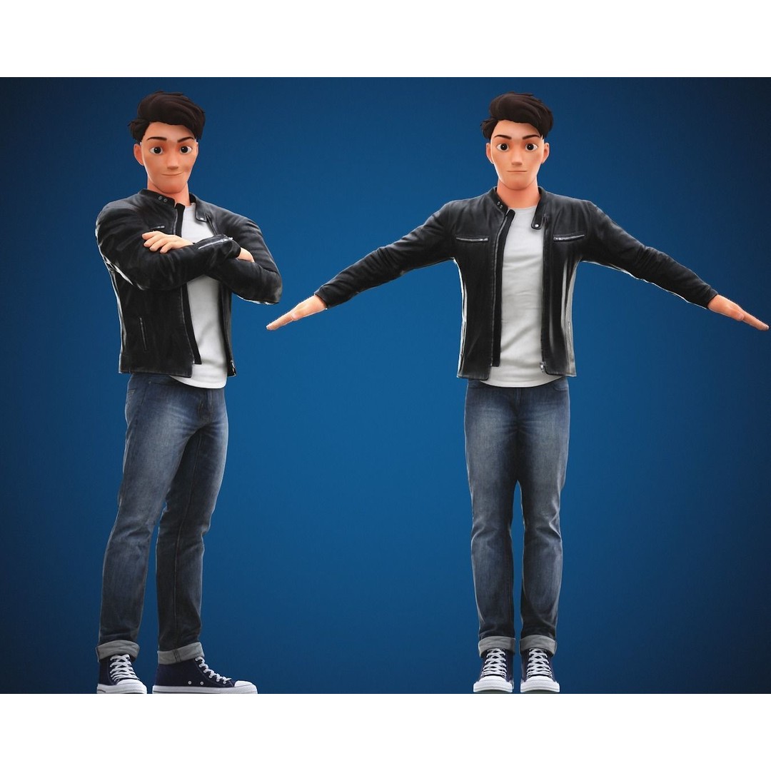 Stylized Cartoon Man 3D Model – Rigged Low-Poly Character for Animation - View 12