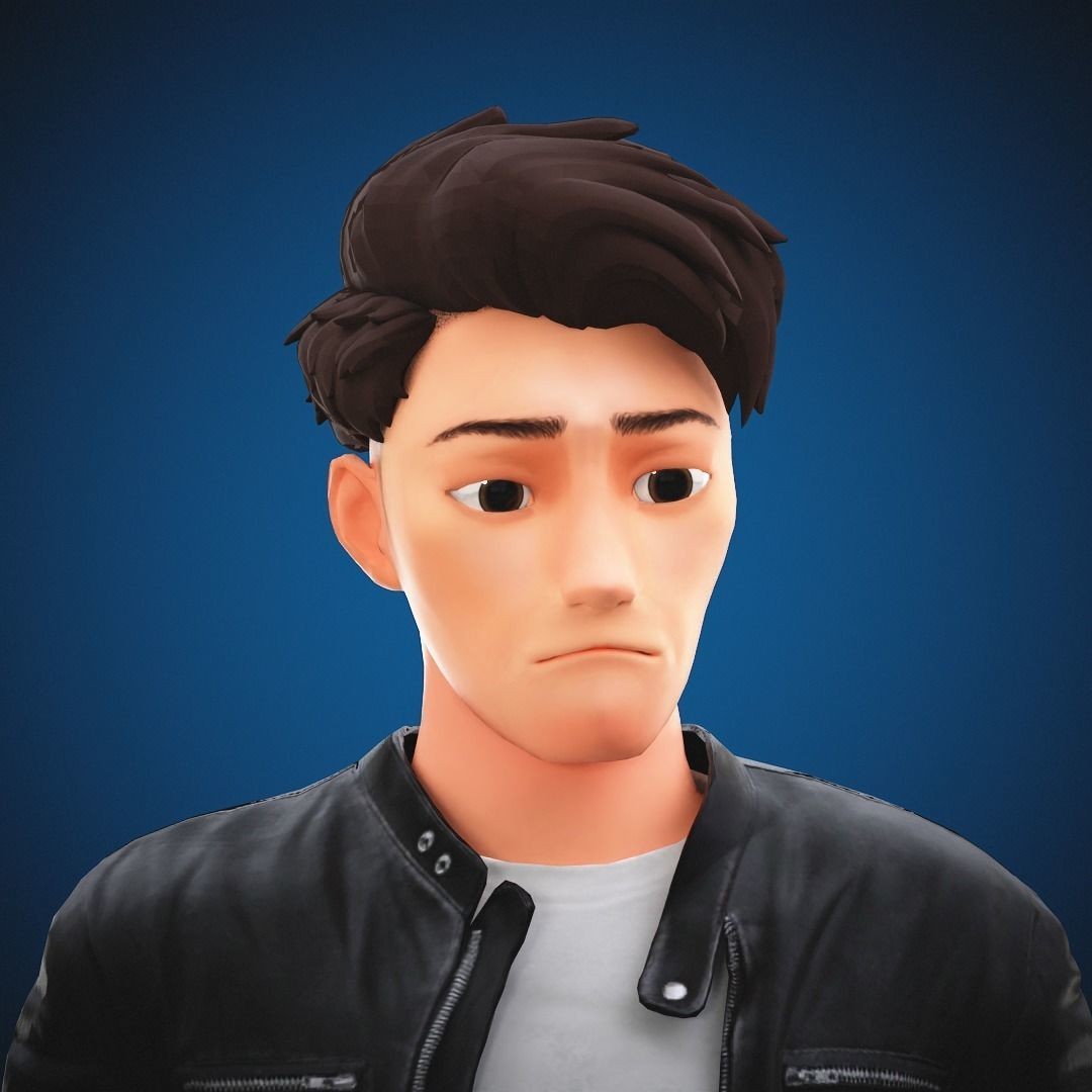 Stylized Cartoon Man 3D Model – Rigged Low-Poly Character for Animation - View 14