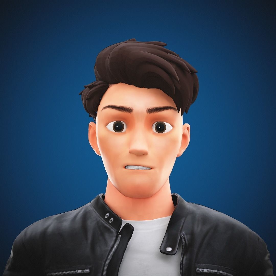 Stylized Cartoon Man 3D Model – Rigged Low-Poly Character for Animation - View 17