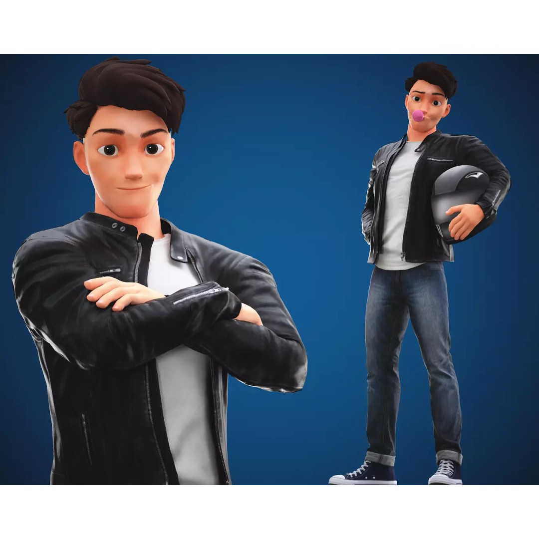 Stylized Cartoon Man 3D Model – Rigged Low-Poly Character for Animation - View 2
