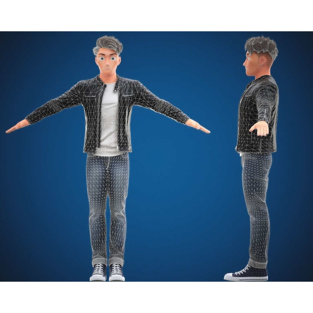 Stylized Cartoon Man 3D Model – Rigged Low-Poly Character for Animation - View 21
