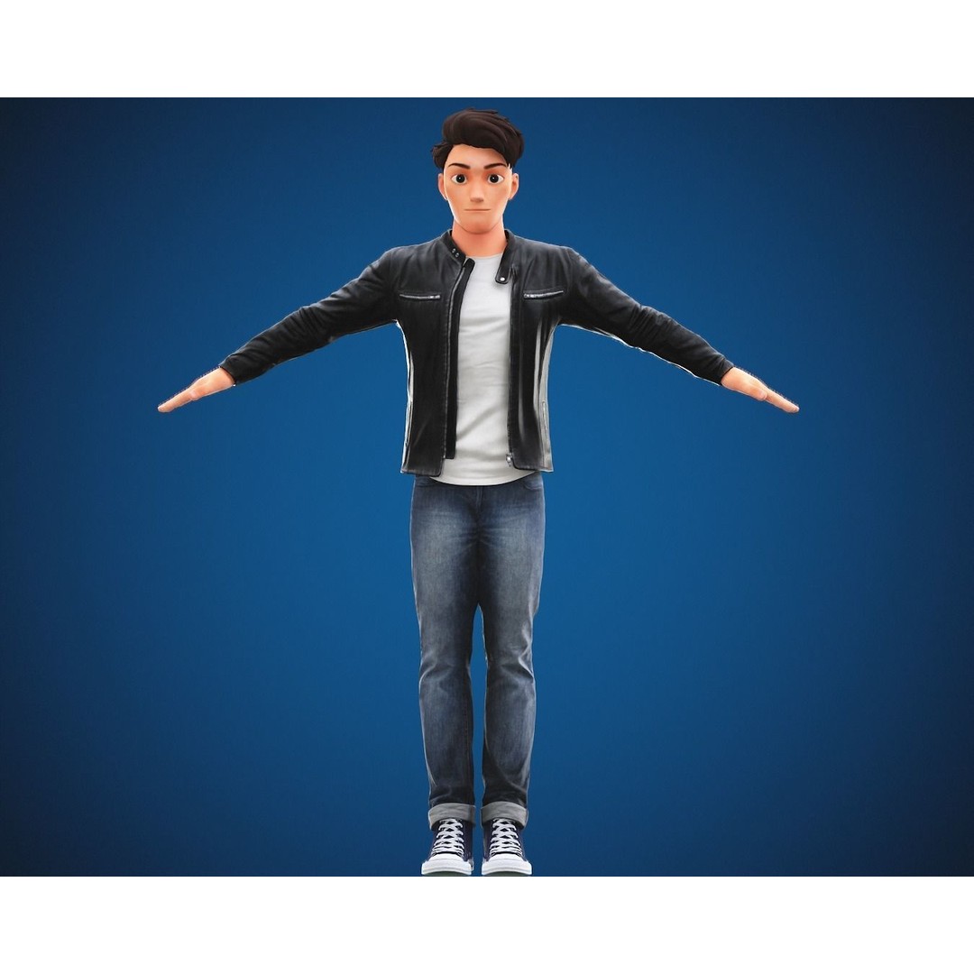 Stylized Cartoon Man 3D Model – Rigged Low-Poly Character for Animation - View 4