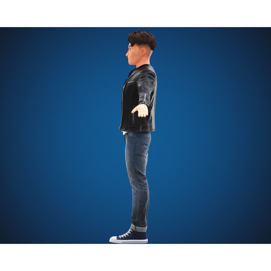 Stylized Cartoon Man 3D Model – Rigged Low-Poly Character for Animation - View 5