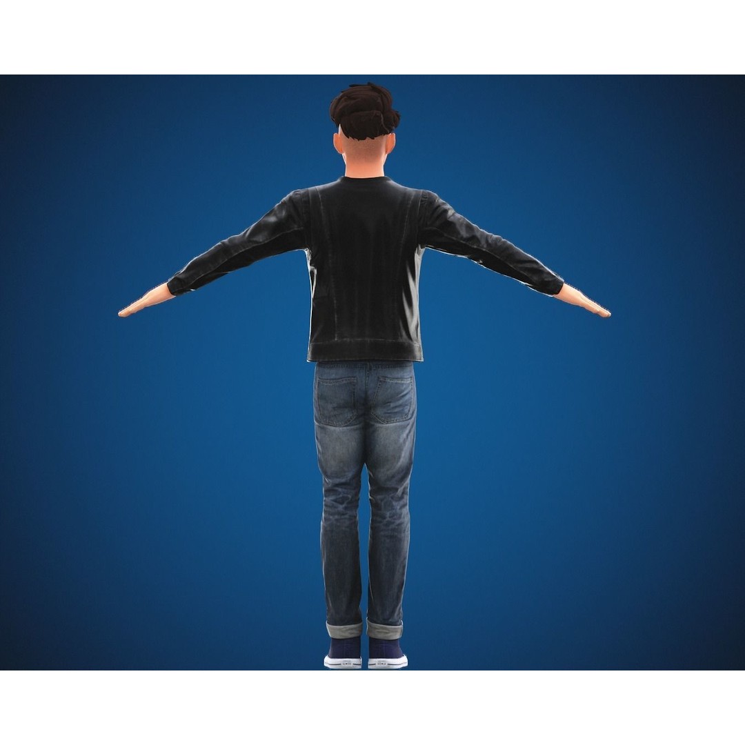 Stylized Cartoon Man 3D Model – Rigged Low-Poly Character for Animation - View 6