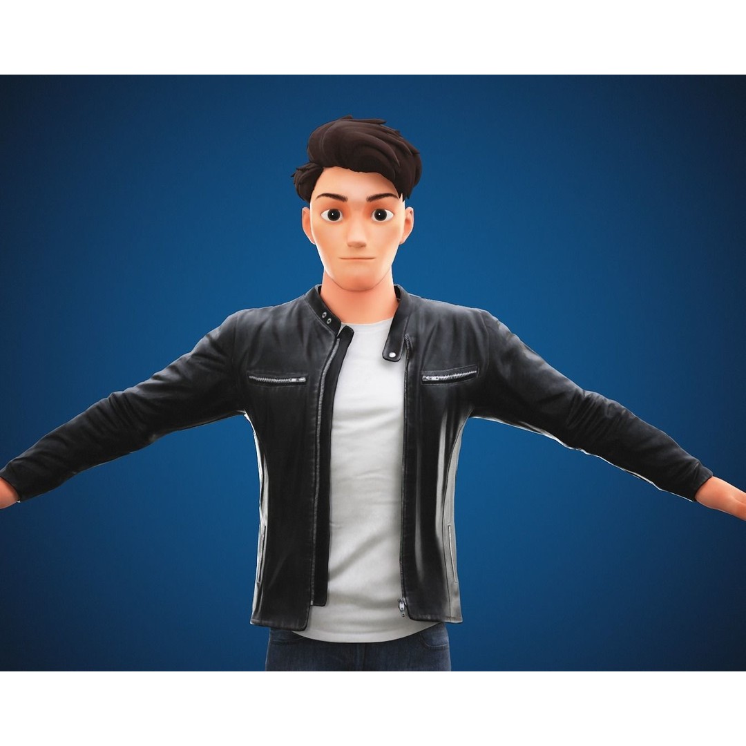Stylized Cartoon Man 3D Model – Rigged Low-Poly Character for Animation - View 7