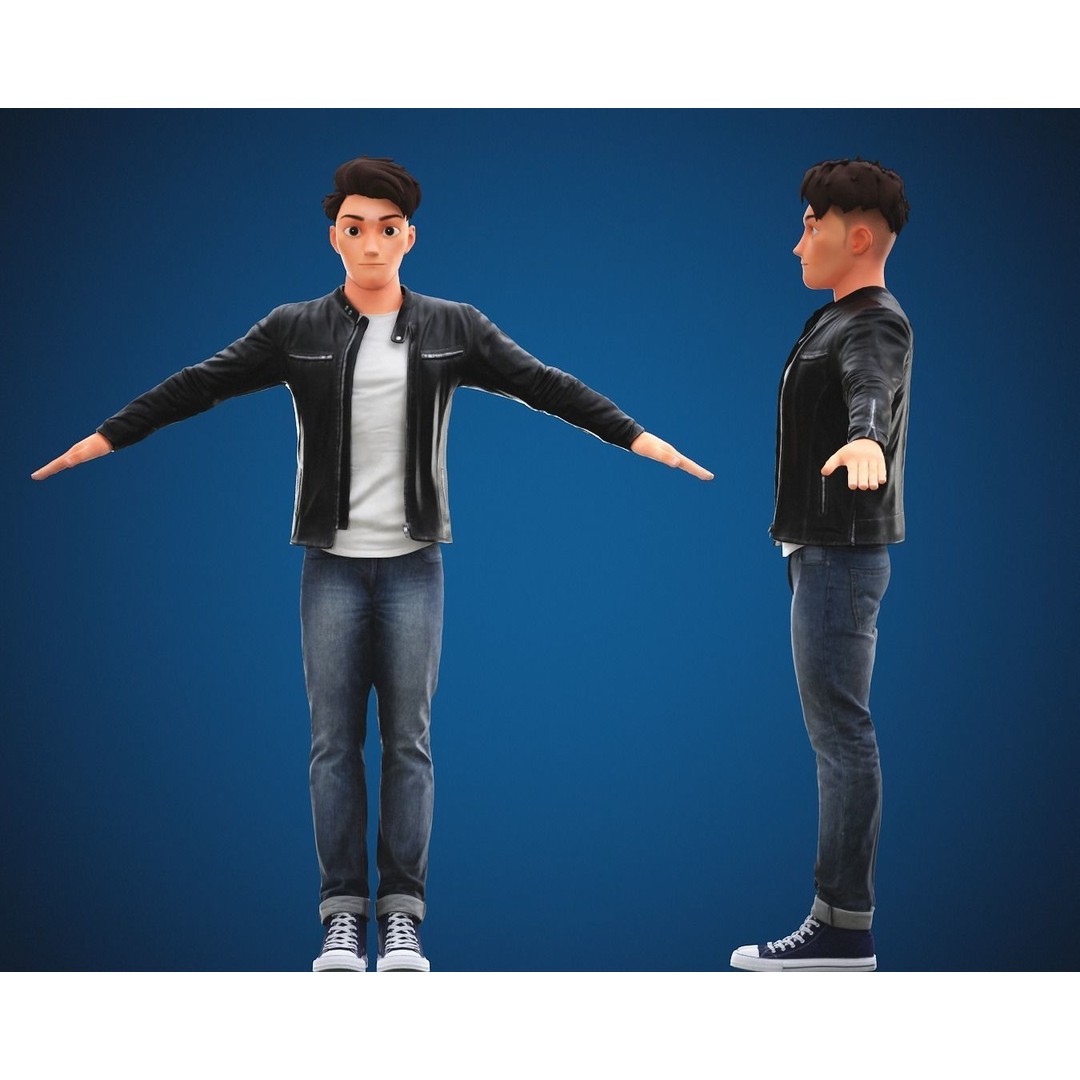 Stylized Cartoon Man 3D Model – Rigged Low-Poly Character for Animation - View 8