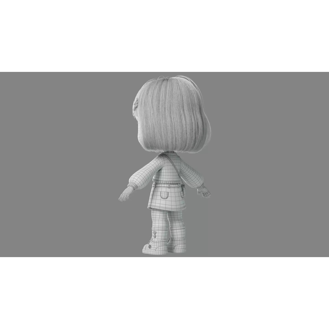 Cartoon Girl 3D Model – High Poly Character Ready to Rig, FBX