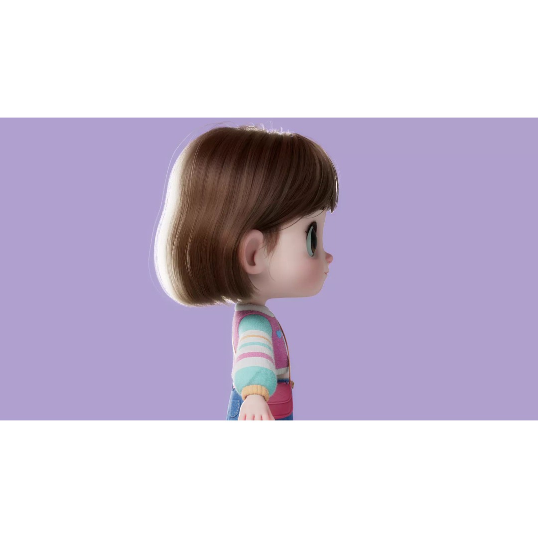 Cartoon Girl 3D Model – High Poly Character Ready to Rig, FBX - View 10
