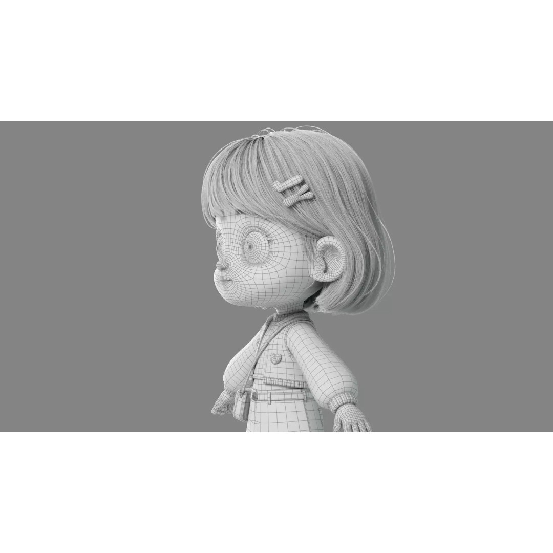 Cartoon Girl 3D Model – High Poly Character Ready to Rig, FBX - View 25