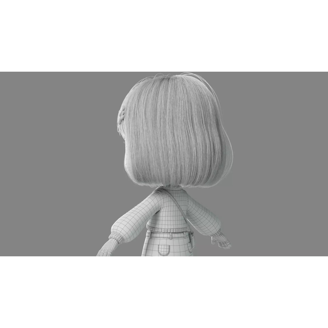 Cartoon Girl 3D Model – High Poly Character Ready to Rig, FBX - View 26