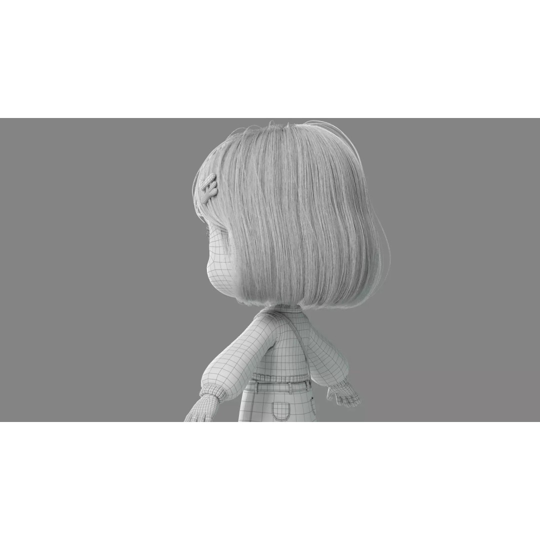 Cartoon Girl 3D Model – High Poly Character Ready to Rig, FBX - View 27