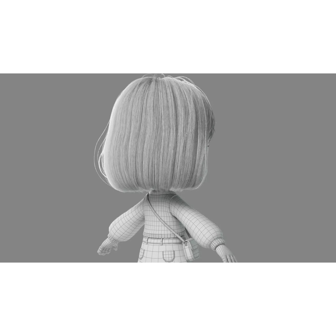 Cartoon Girl 3D Model – High Poly Character Ready to Rig, FBX - View 29