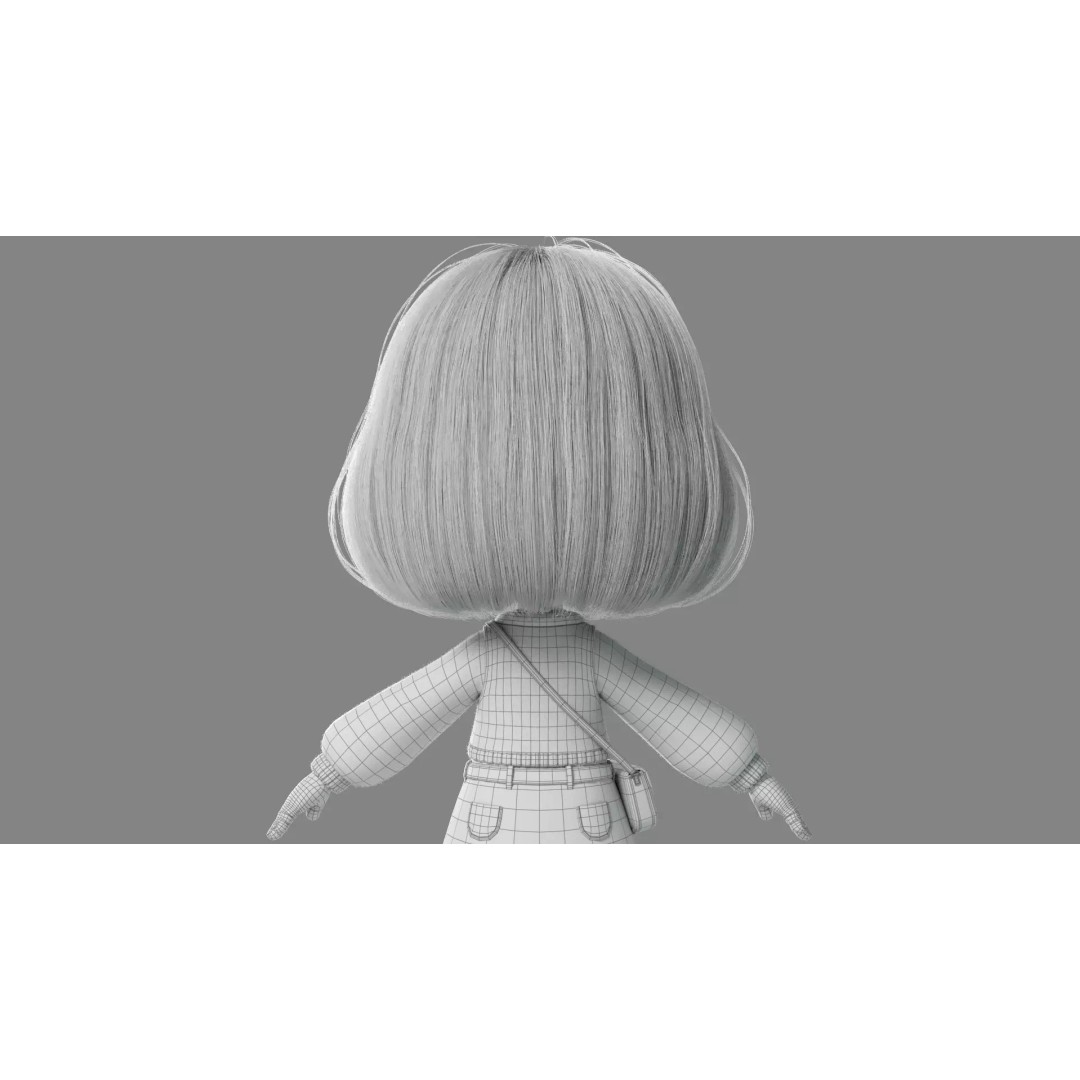 Cartoon Girl 3D Model – High Poly Character Ready to Rig, FBX - View 30