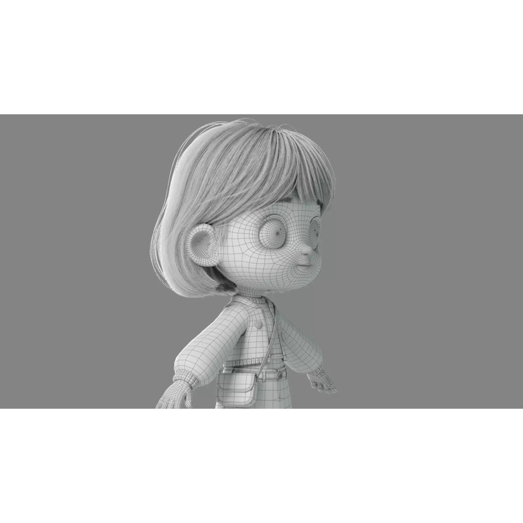 Cartoon Girl 3D Model – High Poly Character Ready to Rig, FBX - View 31