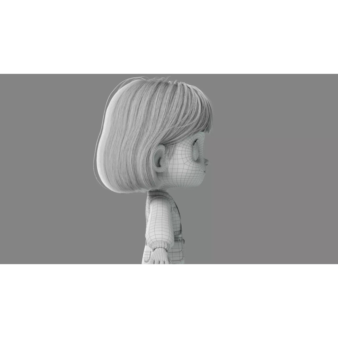Cartoon Girl 3D Model – High Poly Character Ready to Rig, FBX - View 32