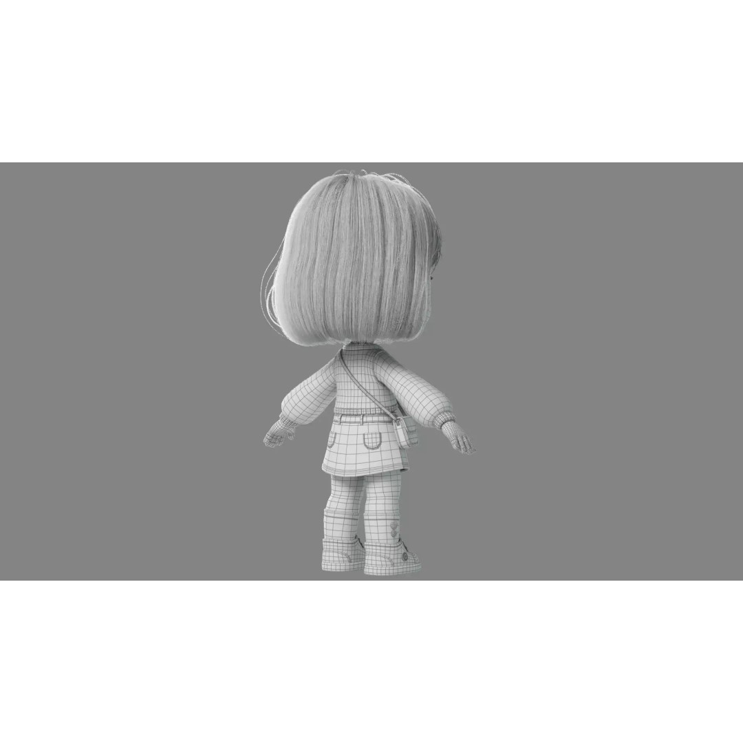 Cartoon Girl 3D Model – High Poly Character Ready to Rig, FBX - View 36
