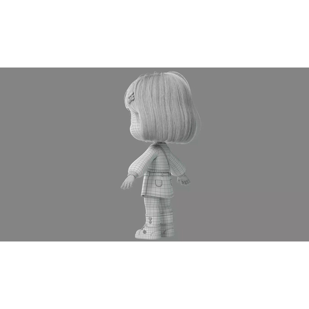Cartoon Girl 3D Model – High Poly Character Ready to Rig, FBX - View 37
