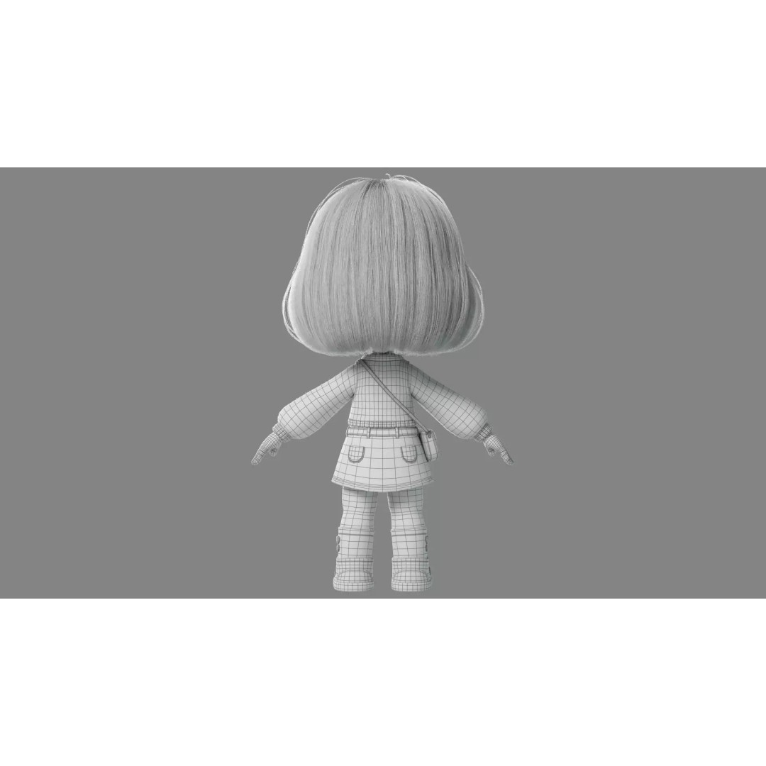 Cartoon Girl 3D Model – High Poly Character Ready to Rig, FBX - View 38
