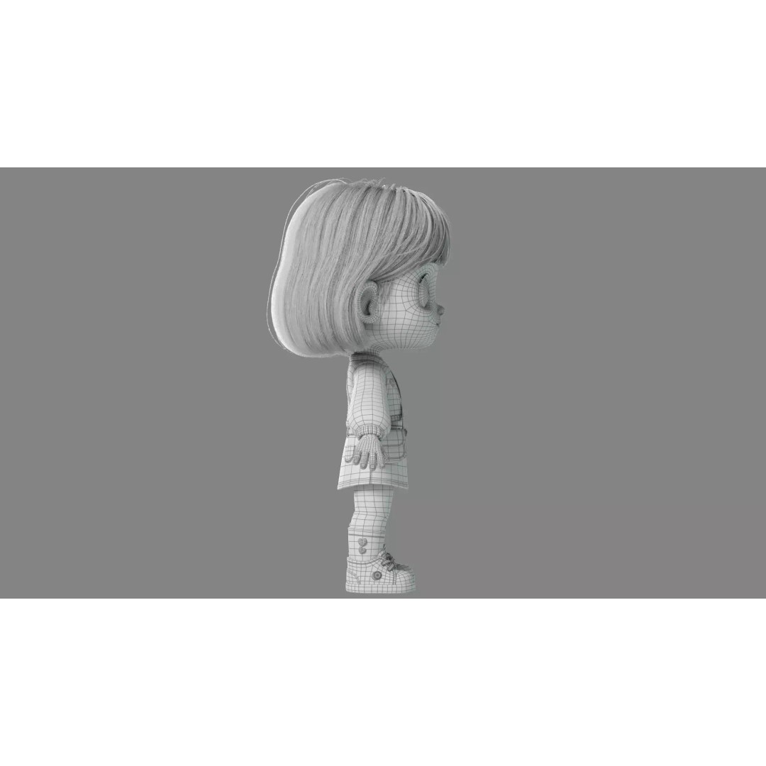 Cartoon Girl 3D Model – High Poly Character Ready to Rig, FBX - View 41