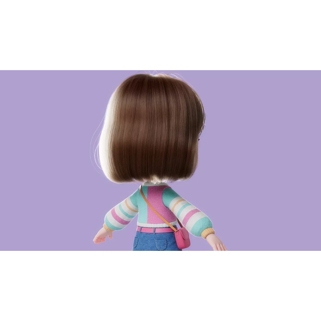 Cartoon Girl 3D Model – High Poly Character Ready to Rig, FBX - View 9