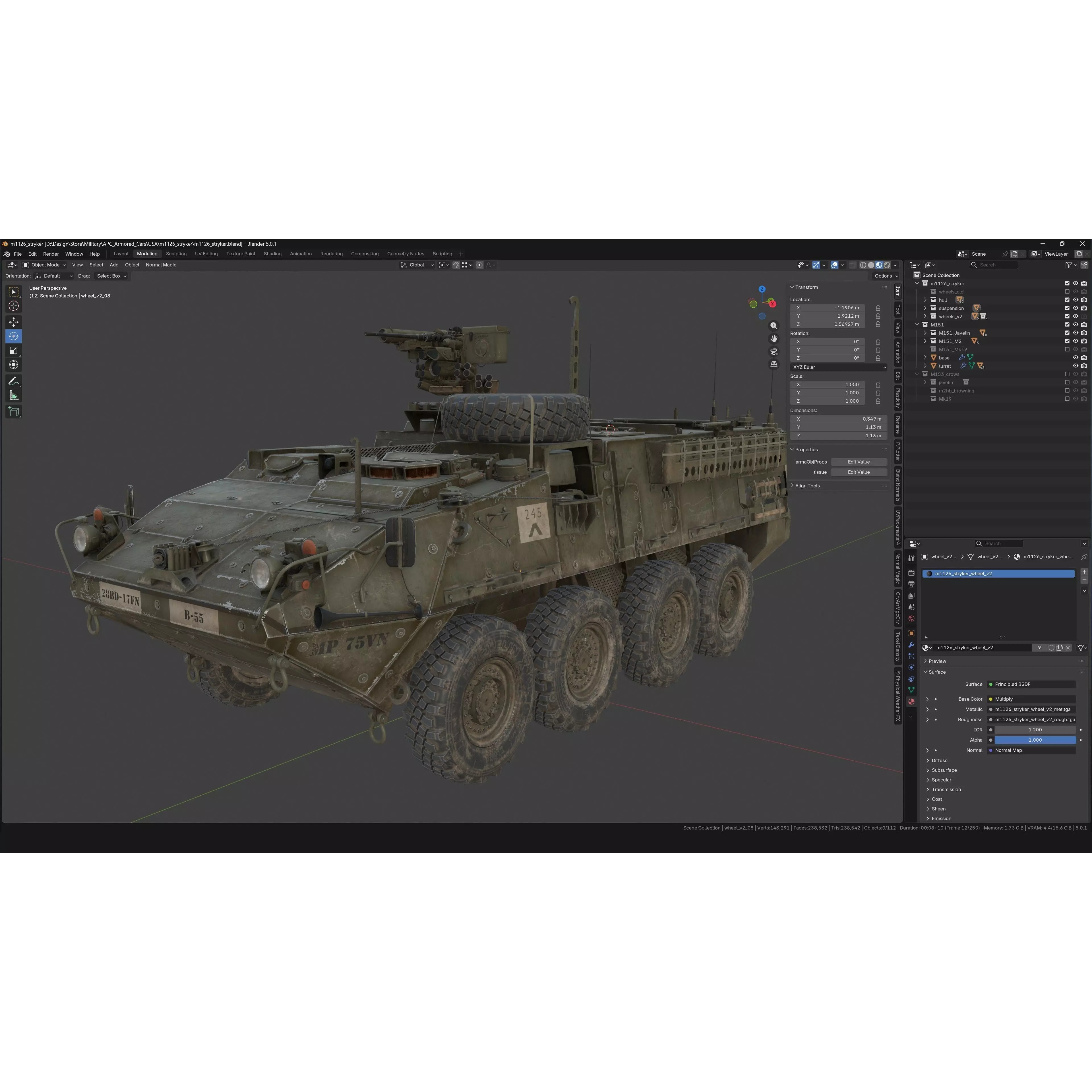 M1126 Stryker APC - Low-Poly Game-Ready 3D Model