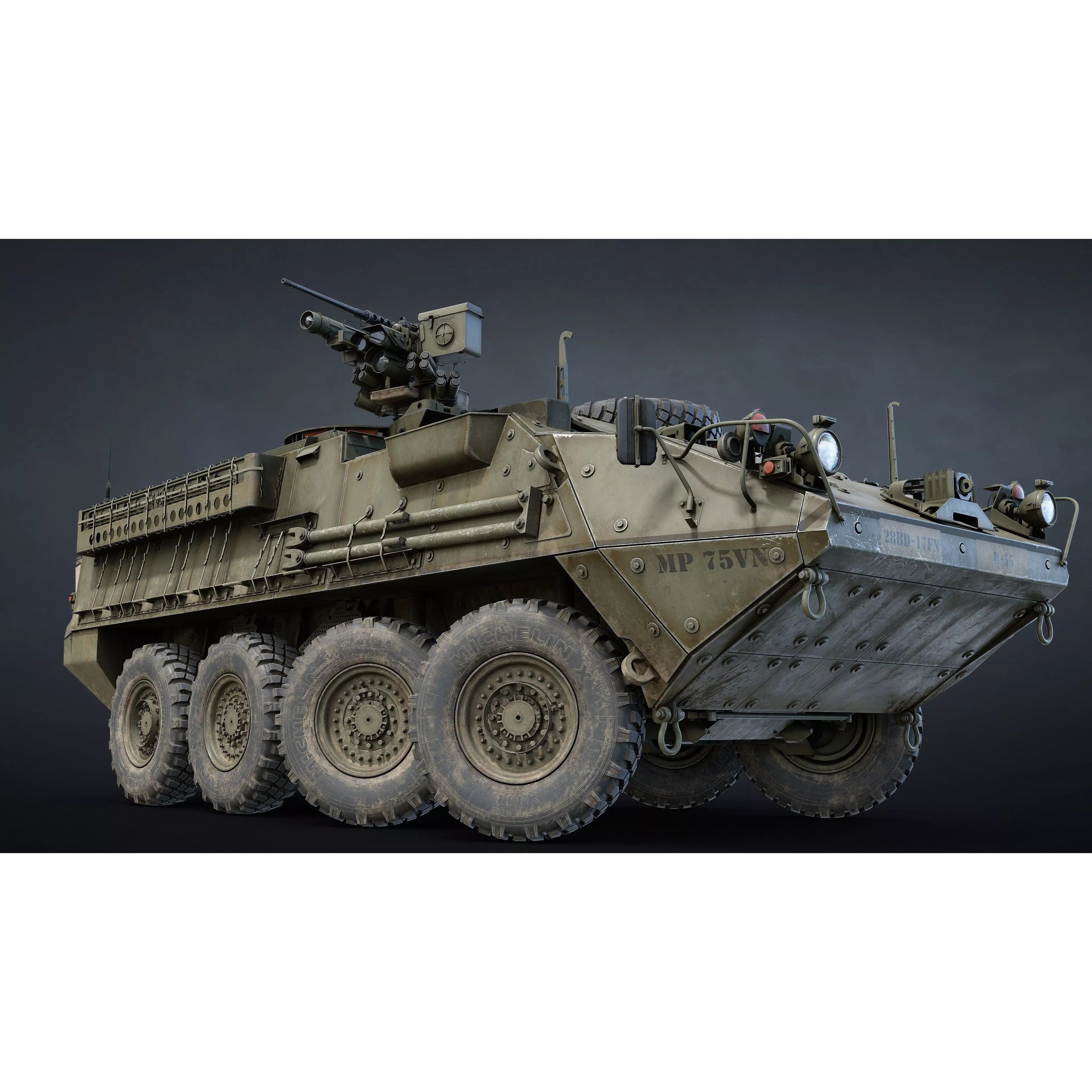 M1126 Stryker APC - Low-Poly Game-Ready 3D Model - View 10