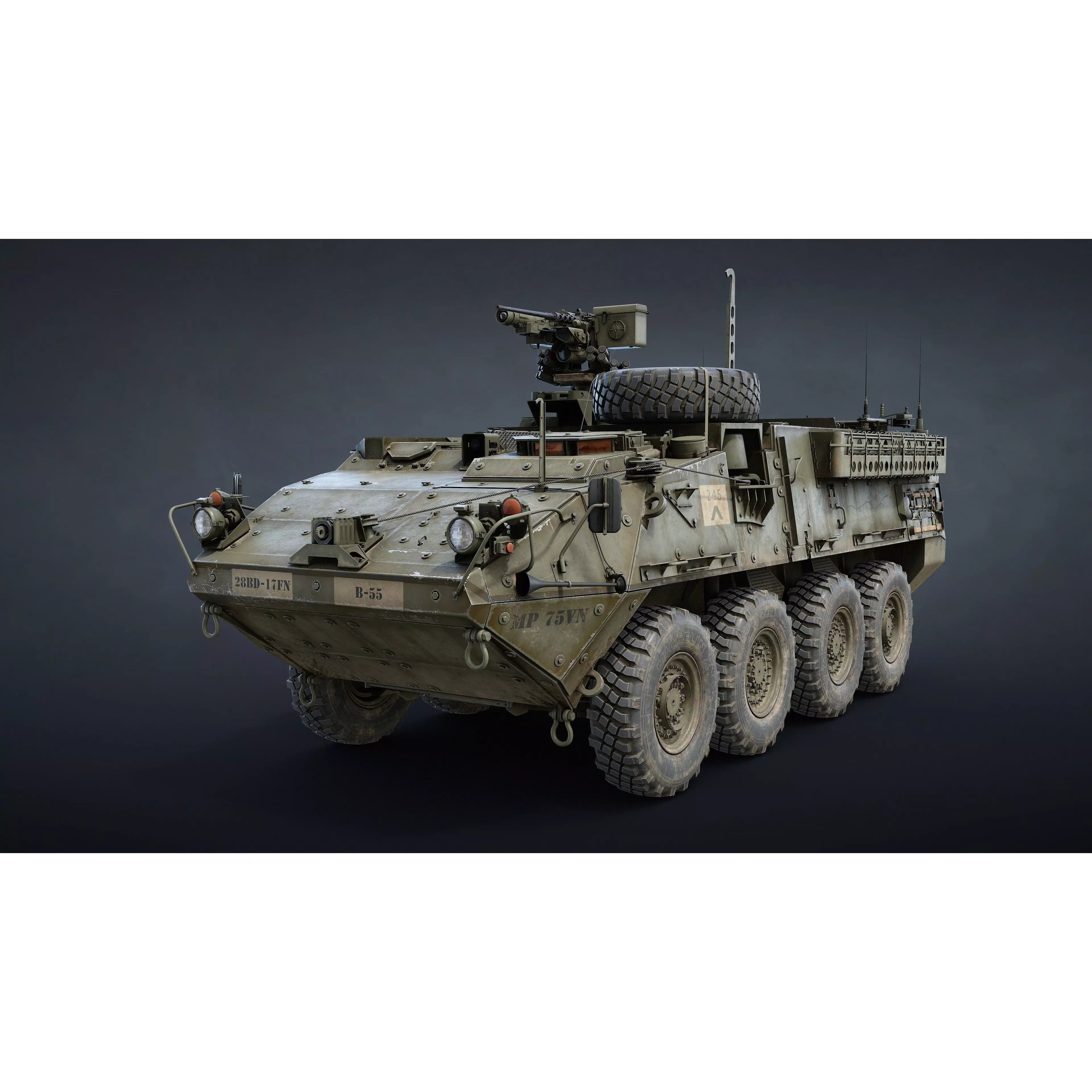 M1126 Stryker APC - Low-Poly Game-Ready 3D Model - View 2