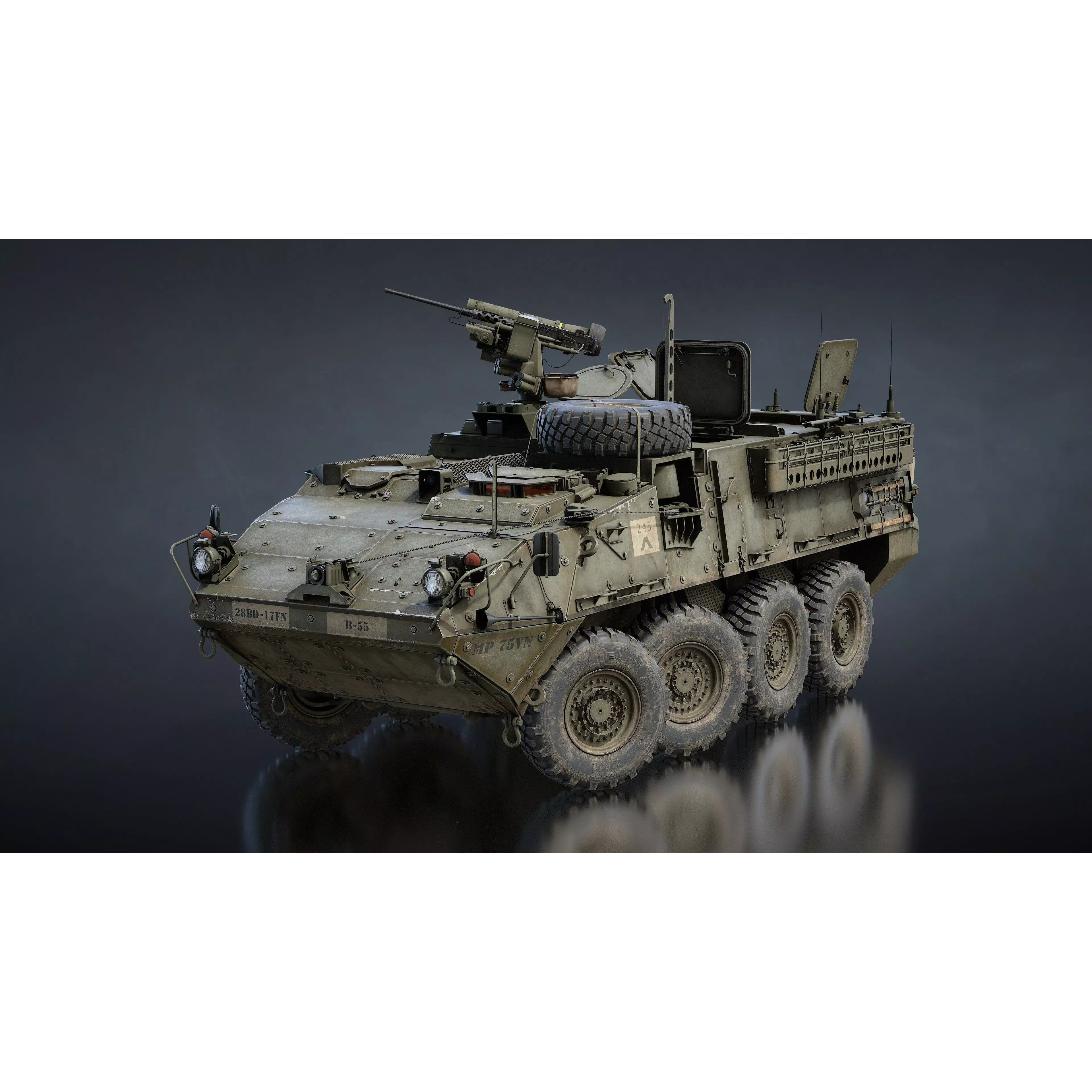 M1126 Stryker APC - Low-Poly Game-Ready 3D Model - View 20