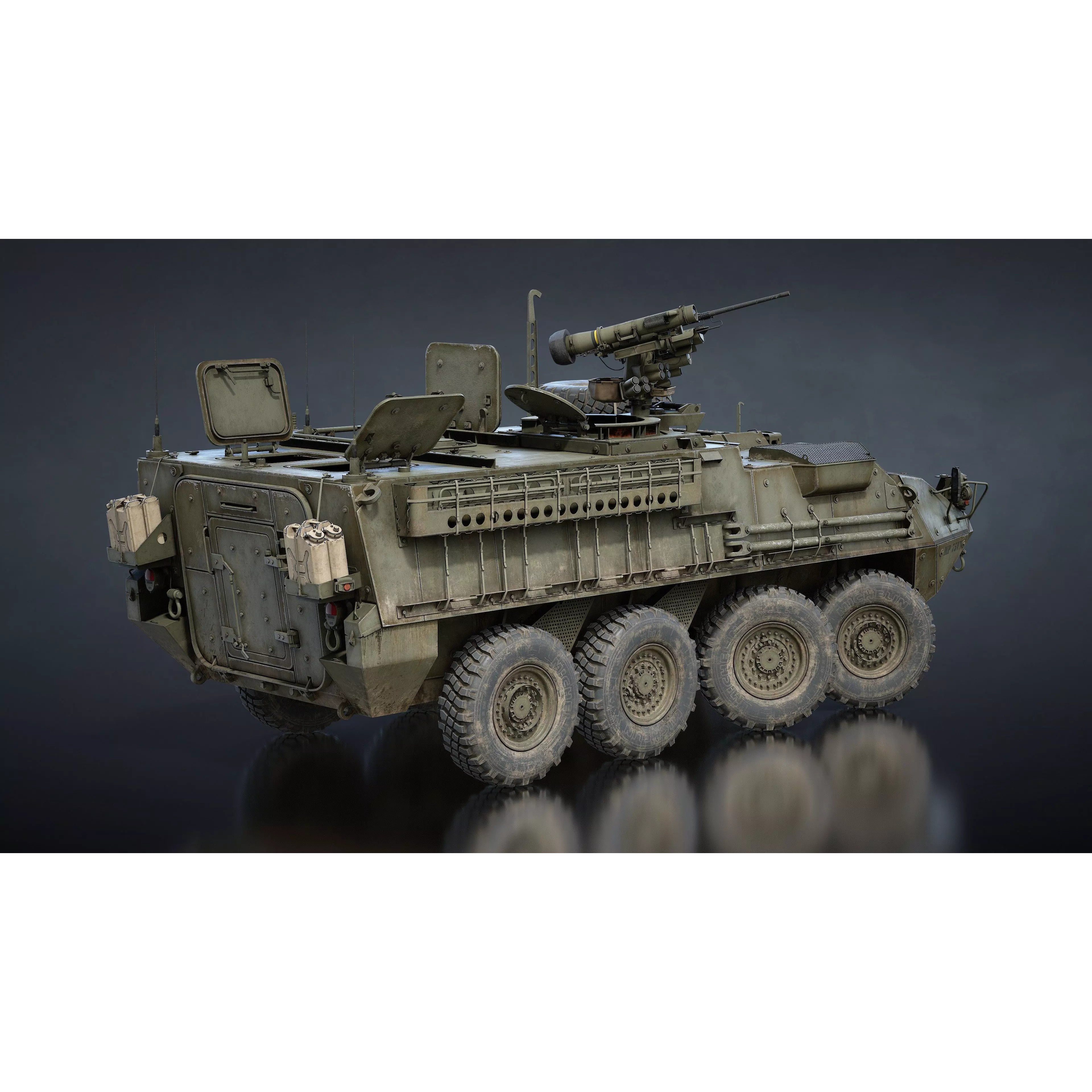 M1126 Stryker APC - Low-Poly Game-Ready 3D Model - View 21