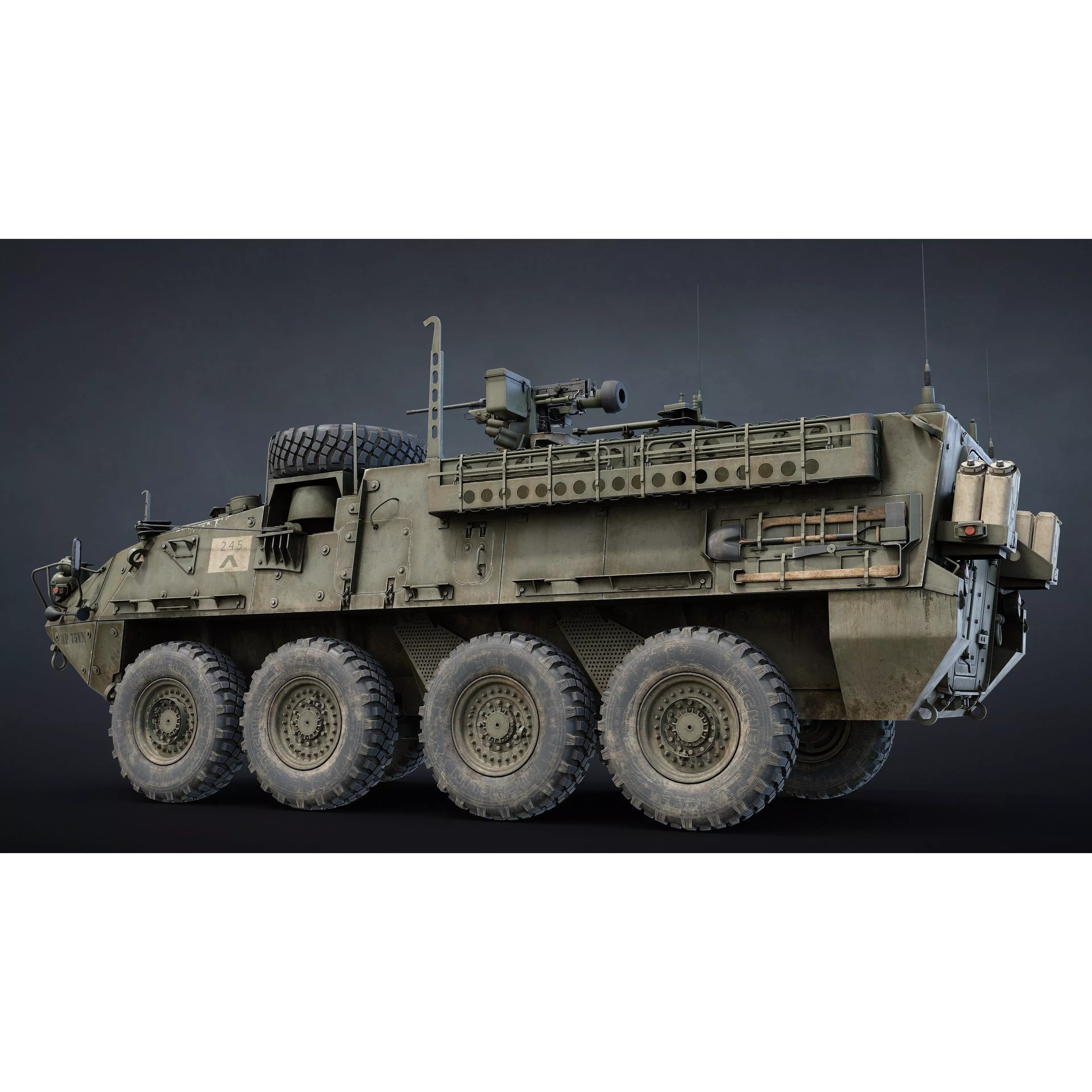 M1126 Stryker APC - Low-Poly Game-Ready 3D Model - View 4