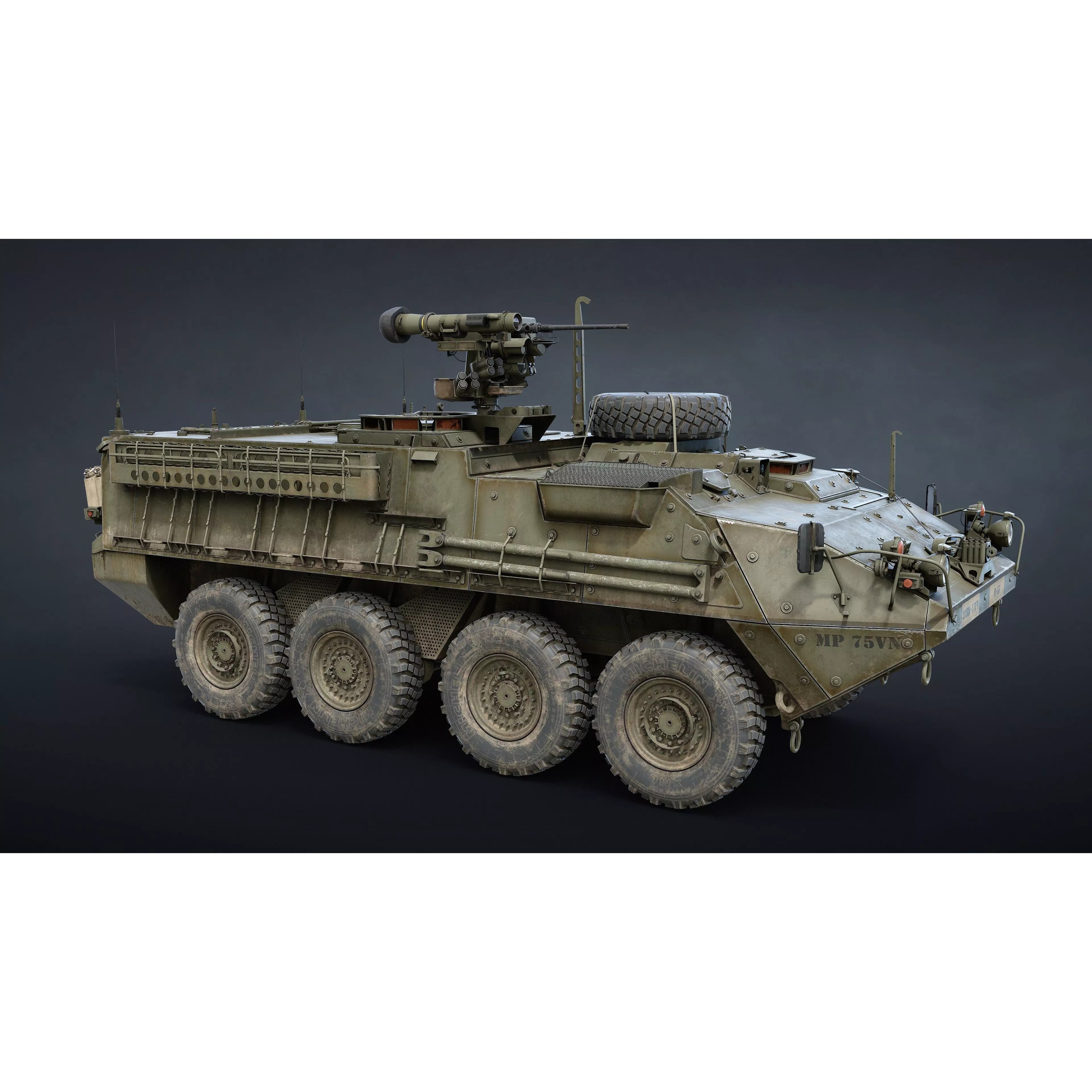 M1126 Stryker APC - Low-Poly Game-Ready 3D Model - View 8