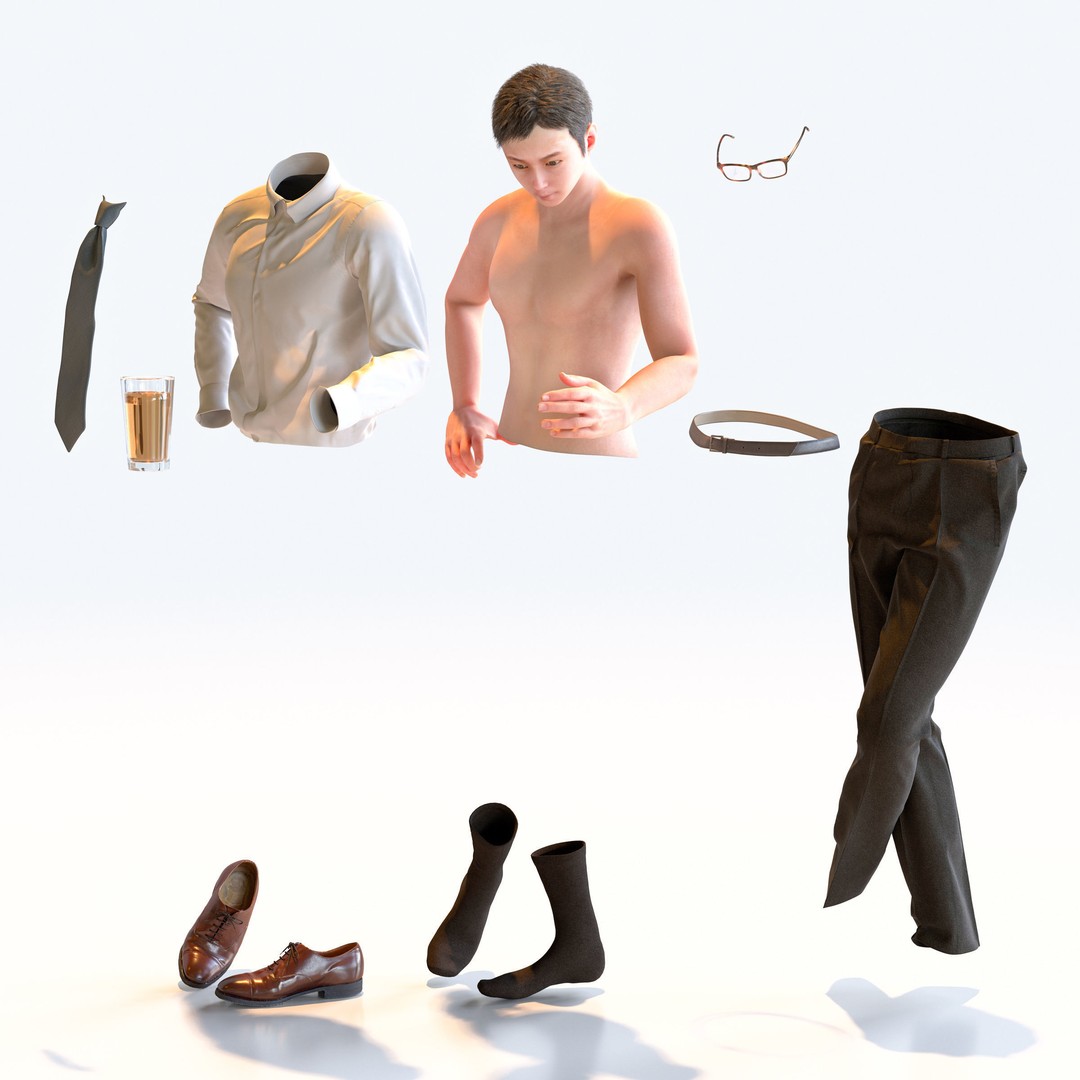 Posed Asian Business Man 3D Model – Realistic Character Pack, FBX & OBJ