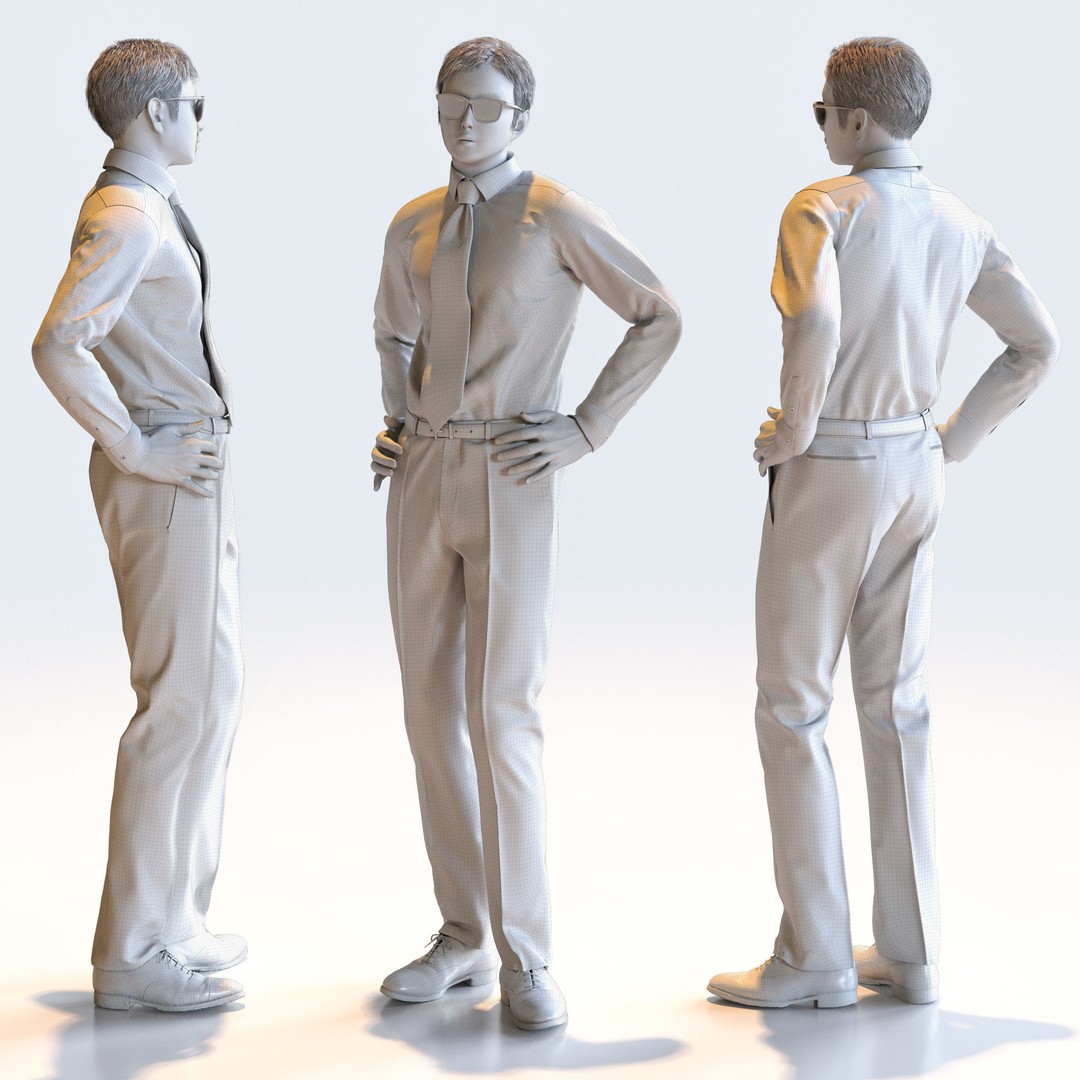 Posed Asian Business Man 3D Model – Realistic Character Pack, FBX & OBJ - View 10
