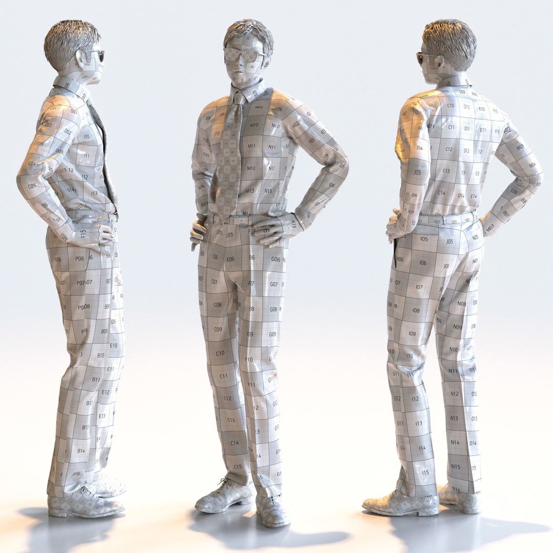 Posed Asian Business Man 3D Model – Realistic Character Pack, FBX & OBJ - View 11