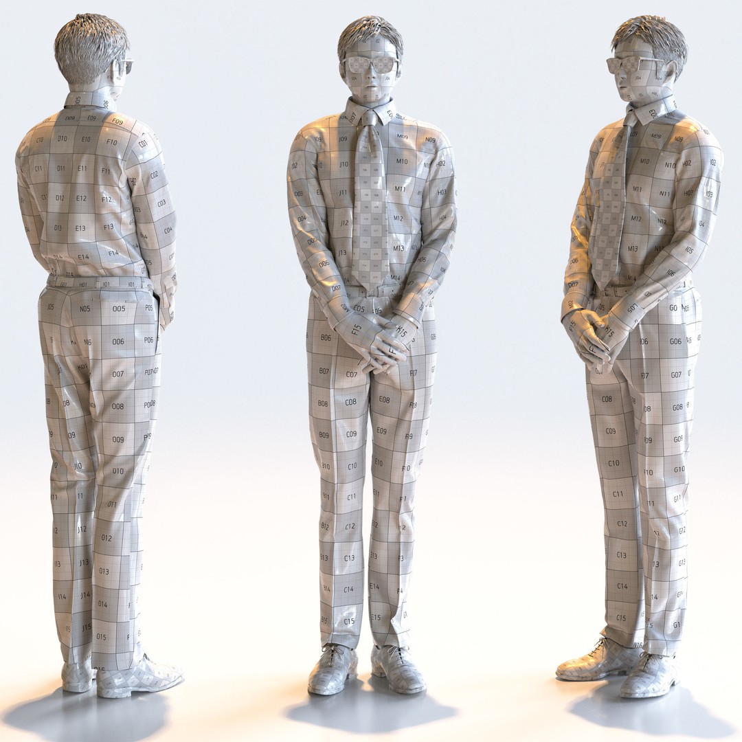 Posed Asian Business Man 3D Model – Realistic Character Pack, FBX & OBJ - View 15