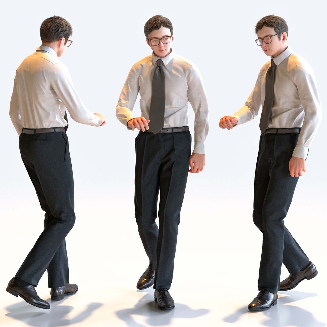 Posed Asian Business Man 3D Model – Realistic Character Pack, FBX & OBJ - View 17