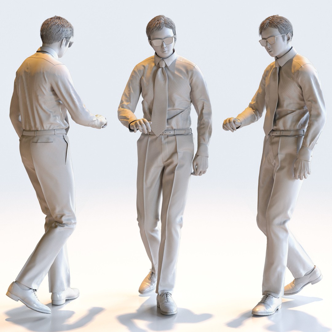 Posed Asian Business Man 3D Model – Realistic Character Pack, FBX & OBJ - View 18