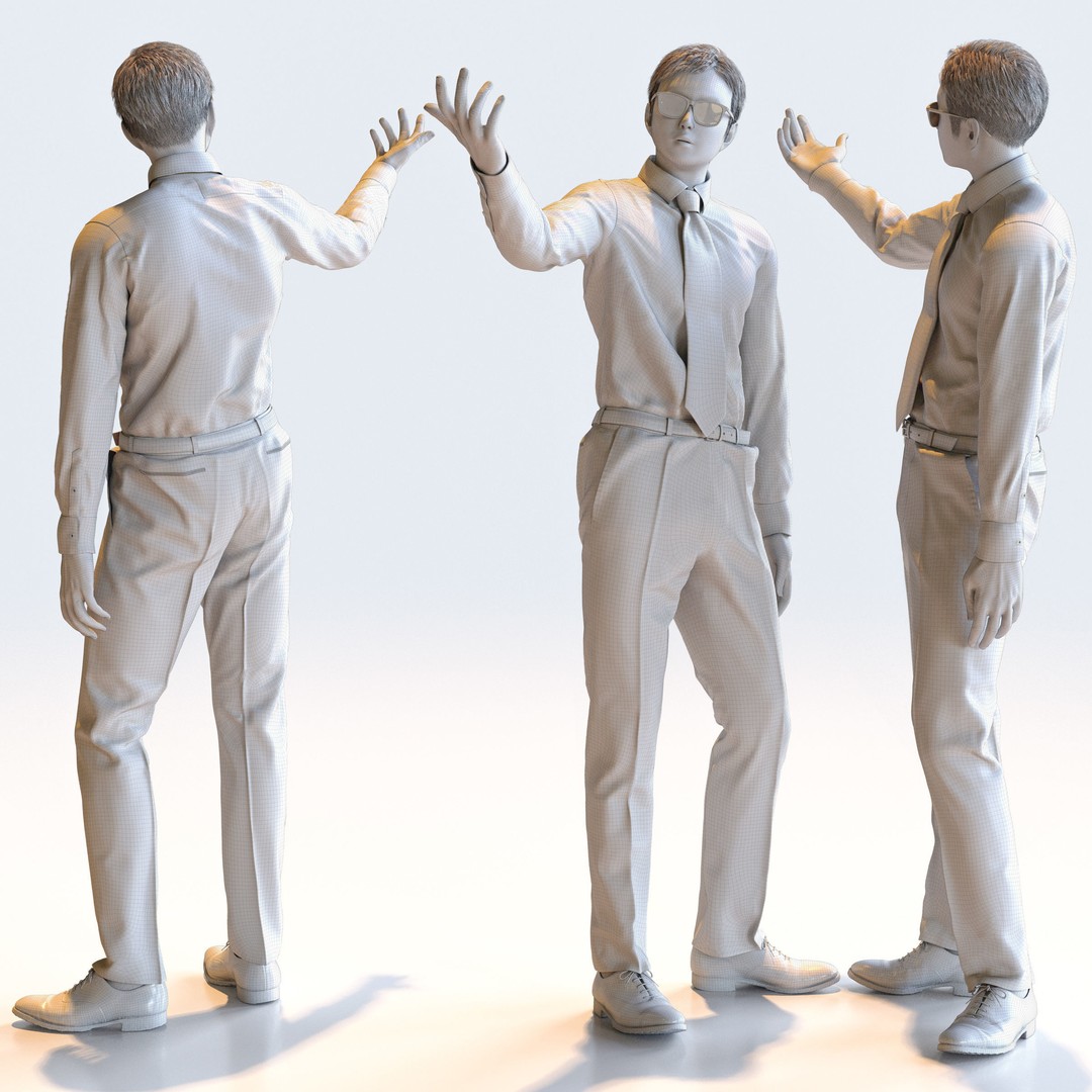 Posed Asian Business Man 3D Model – Realistic Character Pack, FBX & OBJ - View 22