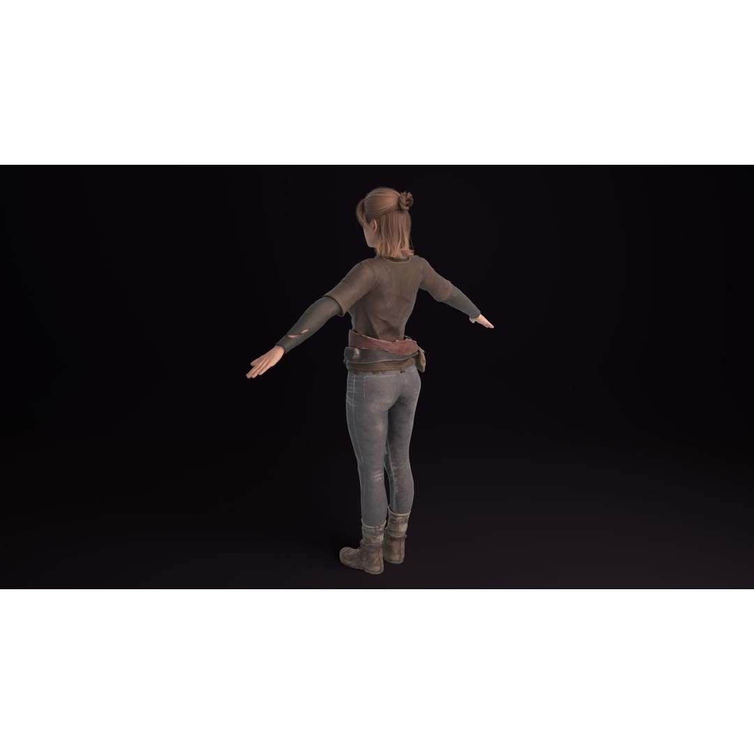 Apocalypse Female 3D Model – Rigged Low-Poly Game Asset, FBX, OBJ - View 11