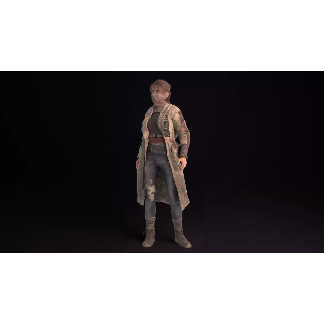 Apocalypse Female 3D Model – Rigged Low-Poly Game Asset, FBX, OBJ - View 2