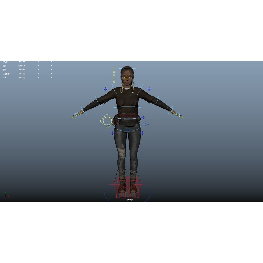 Apocalypse Female 3D Model – Rigged Low-Poly Game Asset, FBX, OBJ - View 21