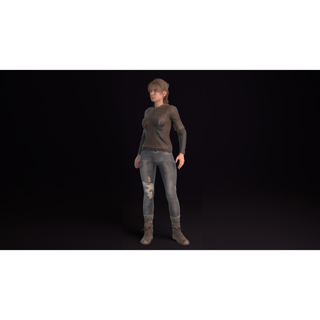 Apocalypse Female 3D Model – Rigged Low-Poly Game Asset, FBX, OBJ - View 3