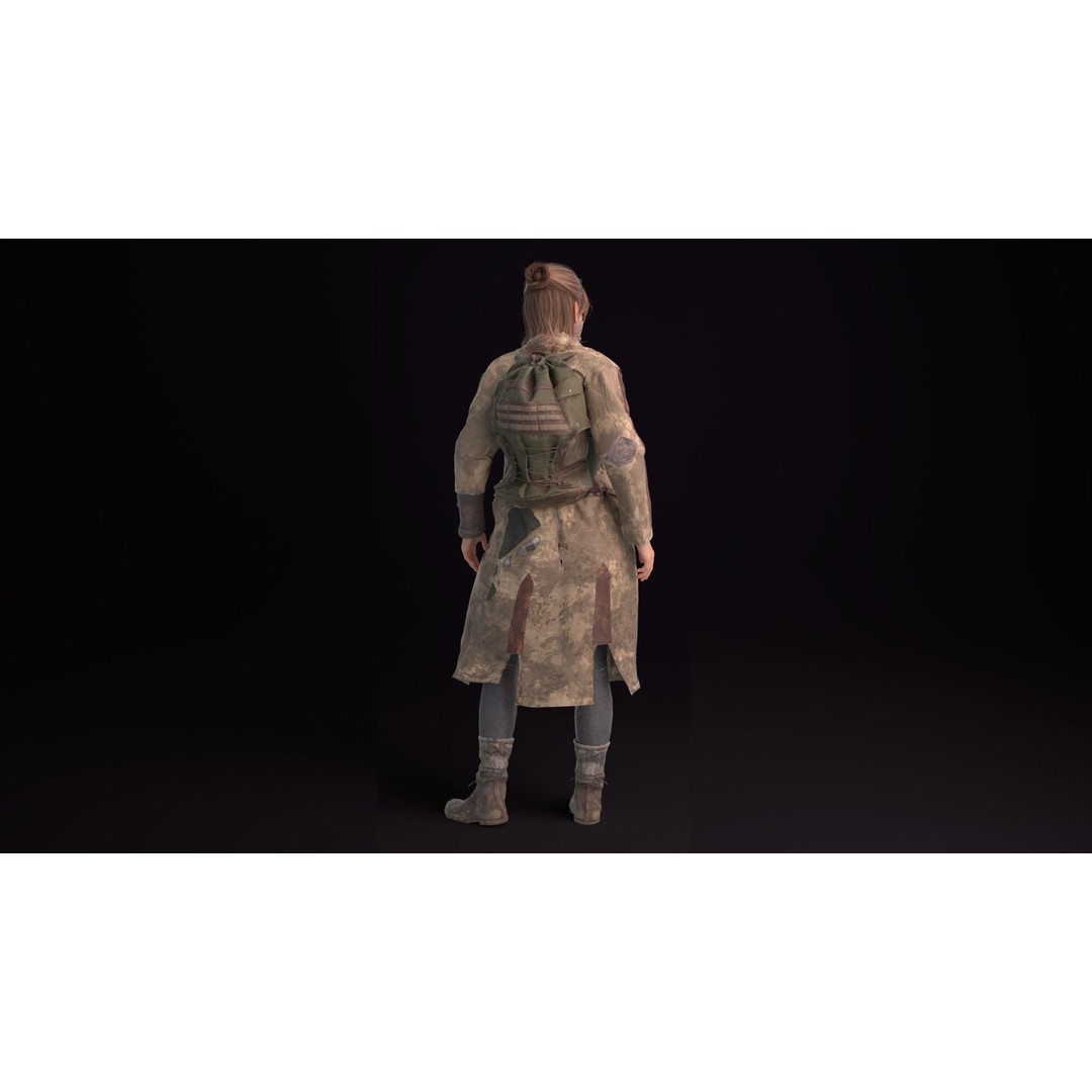 Apocalypse Female 3D Model – Rigged Low-Poly Game Asset, FBX, OBJ - View 4