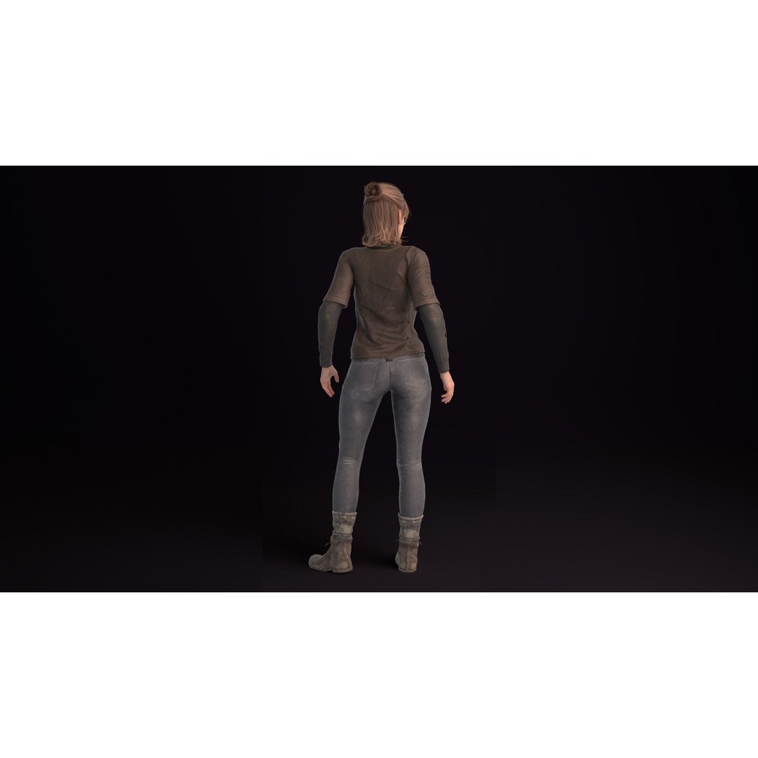 Apocalypse Female 3D Model – Rigged Low-Poly Game Asset, FBX, OBJ - View 5