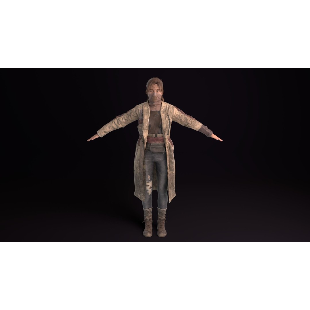 Apocalypse Female 3D Model – Rigged Low-Poly Game Asset, FBX, OBJ - View 6